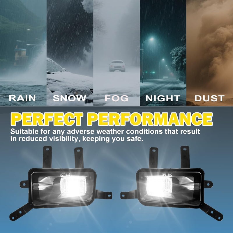 BOXLIGHT LED Fog Lights Fit For 2015-2020 Chevy Tahoe/Suburban / 2016-2019 Chevy Suburban 3500HD / 2015-2020 GMC Yukon & Yukon XL With Clear Lens - Image 4